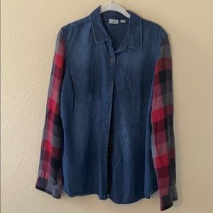 Cato Denim Plaid Button Down